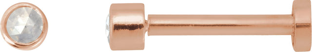 14K Gold Natural Diamond Round Rose-Cut Bezel-Set Earrings - Rose Gold