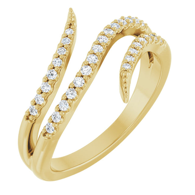 14K Gold Round Natural Diamond Accented Bypass Ring - Yellow Gold