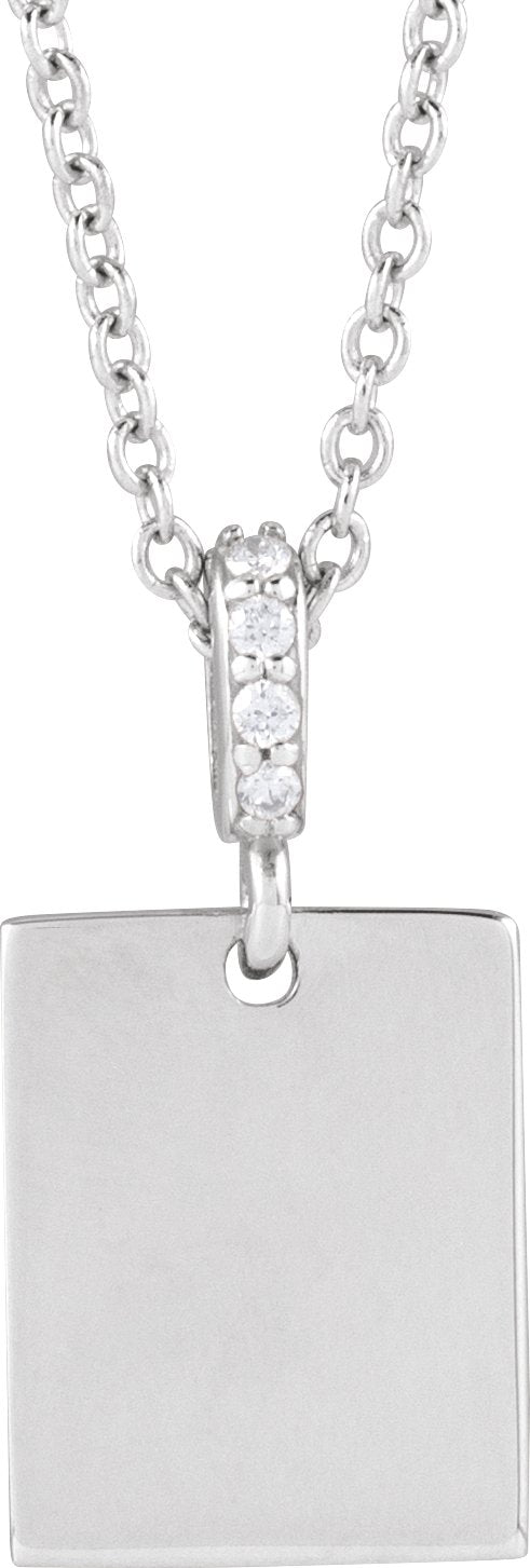 Platinum Engravable Accented Necklace or Pendant