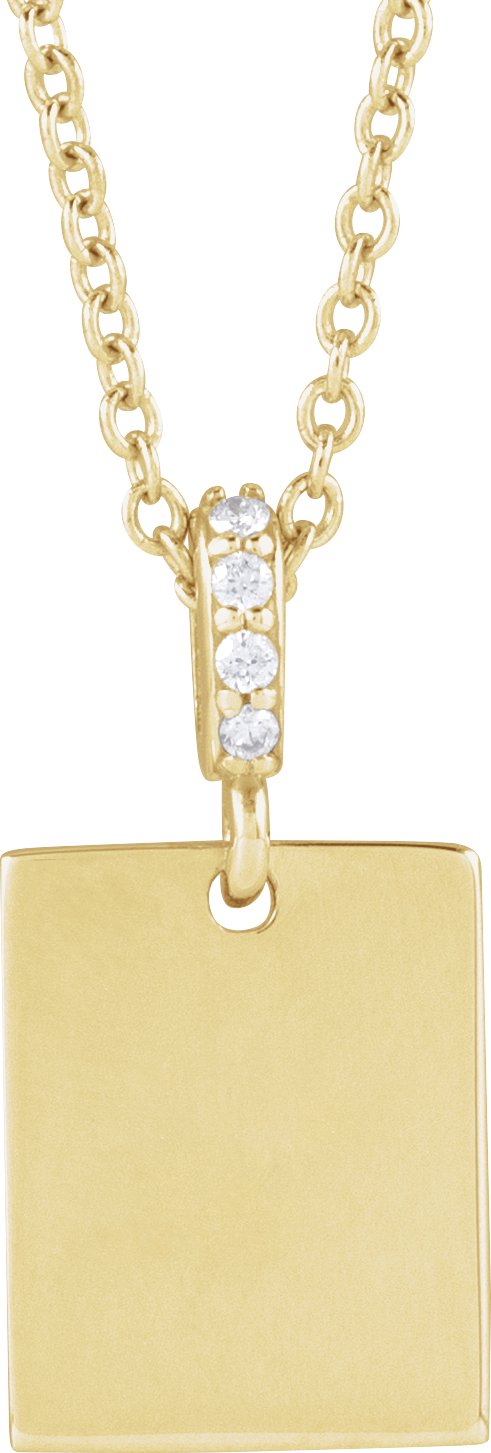 14K Gold Engravable Accented Necklace or Pendant - Yellow Gold