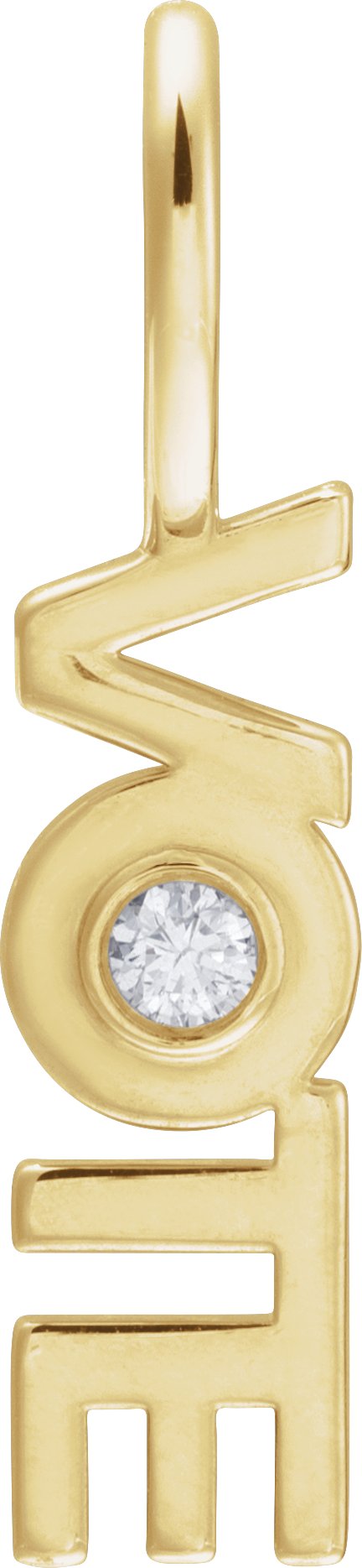 14K Gold Round Natural Diamond Accented Vote Pendant - Yellow Gold