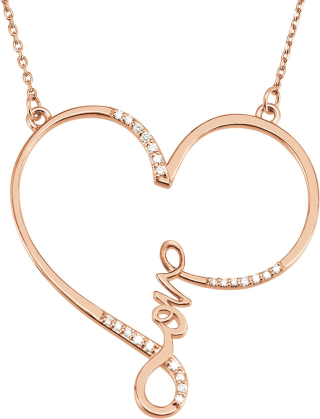 14K Gold Infinity-Inspired Love Heart Necklace - Rose Gold