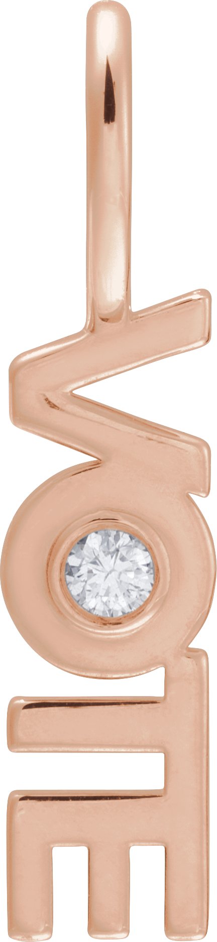 14K Gold Round Natural Diamond Accented Vote Pendant - Rose Gold