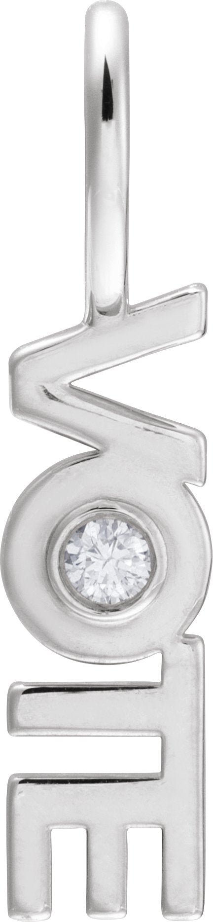 14K Gold Round Natural Diamond Accented Vote Pendant - White Gold