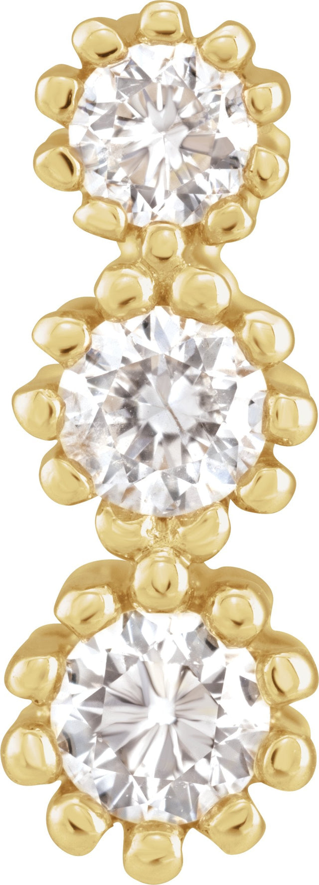 14K Gold Round Natural Diamond Three-Stone Pendant – 1/8 CTW - Yellow Gold