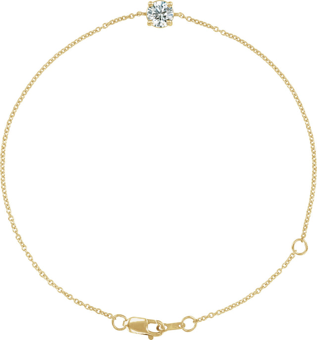 14K Gold Round Natural Diamond Solitaire Link Bracelet - Yellow Gold