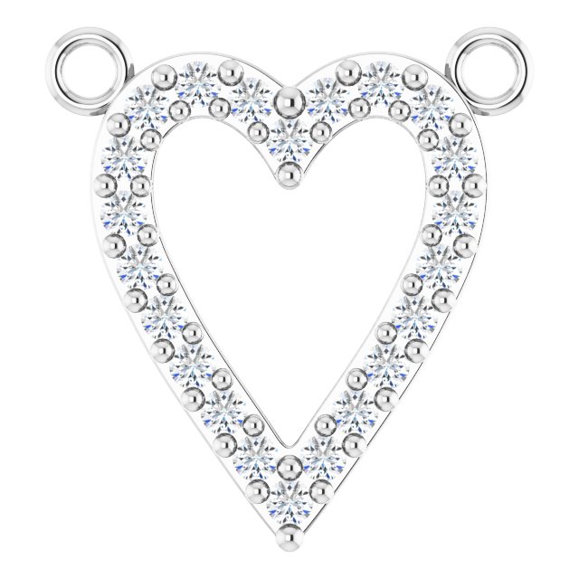 14K Gold Round Natural Diamond Accented Heart Necklace – 13.4x12.5mm - White Gold