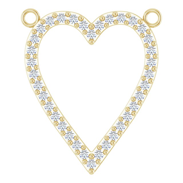 14K Gold Round Lab-Grown Diamond Accented Heart Necklace - Yellow Gold