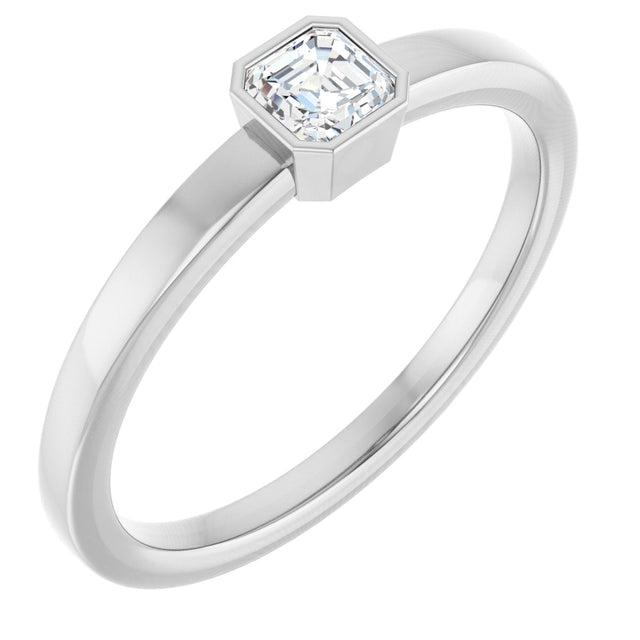 Platinum Asscher Lab-Grown Diamond Bezel-Set Solitaire Ring