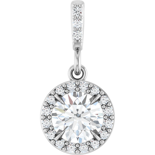 Platinum Round Lab-Grown Diamond Halo-Style Pendant