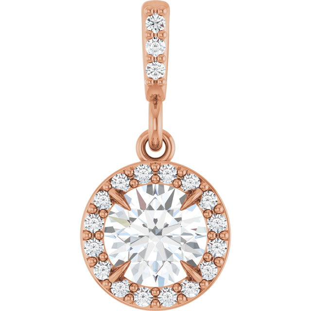 14K Gold Round Natural Diamond Halo-Style Pendant – up to 9/10 CTW - Rose Gold
