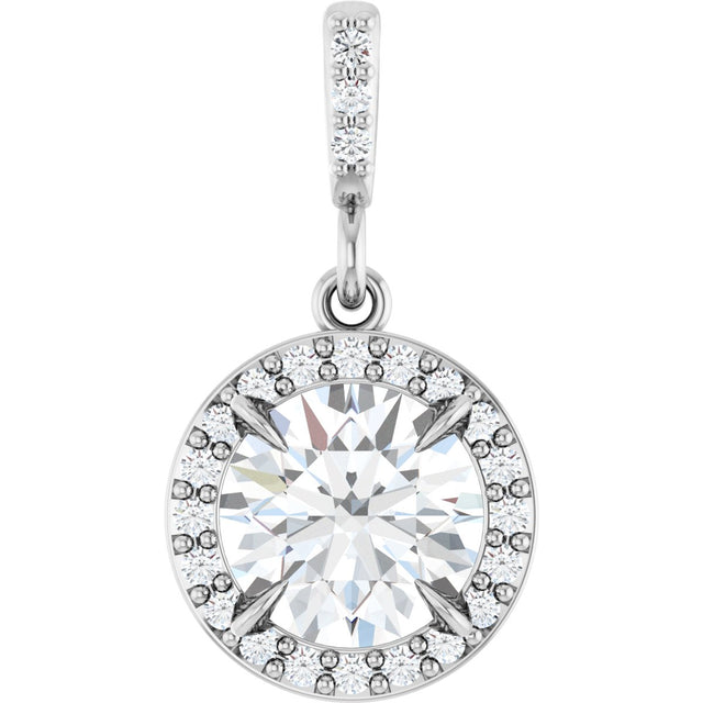 Platinum Round Lab-Grown Diamond Halo-Style Pendant