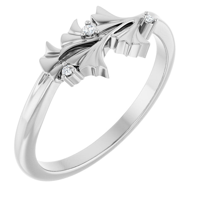 14K Gold Round Natural Diamond Accented Floral Ring II - White Gold