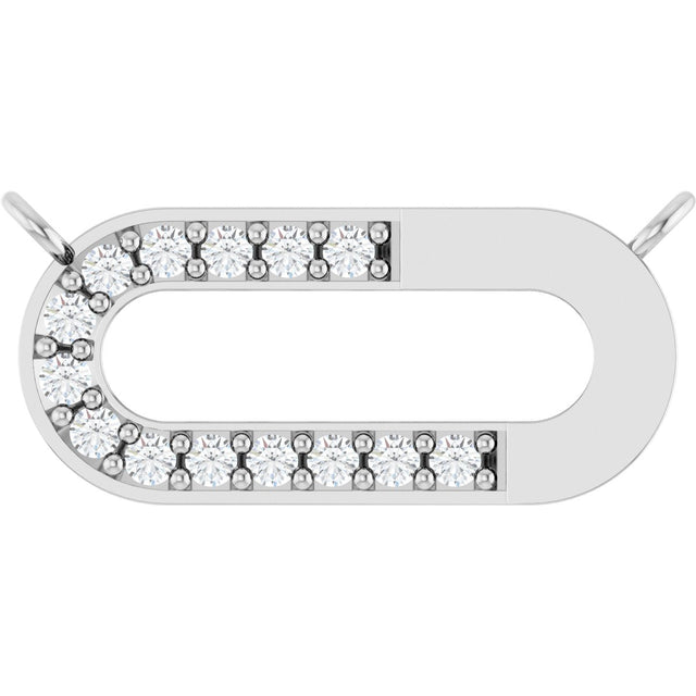 Platinum Round Lab-Grown Diamond Accented Paperclip-Style Necklace