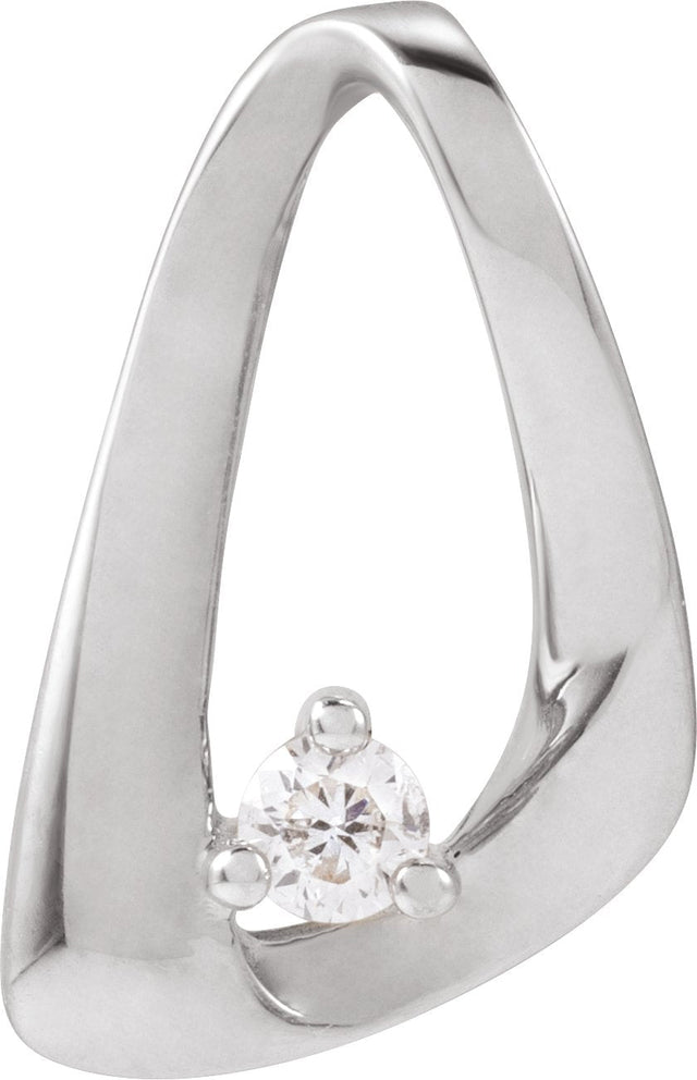 14K Gold Round Natural Diamond Accented Pendant – 2.3mm Stones - White Gold