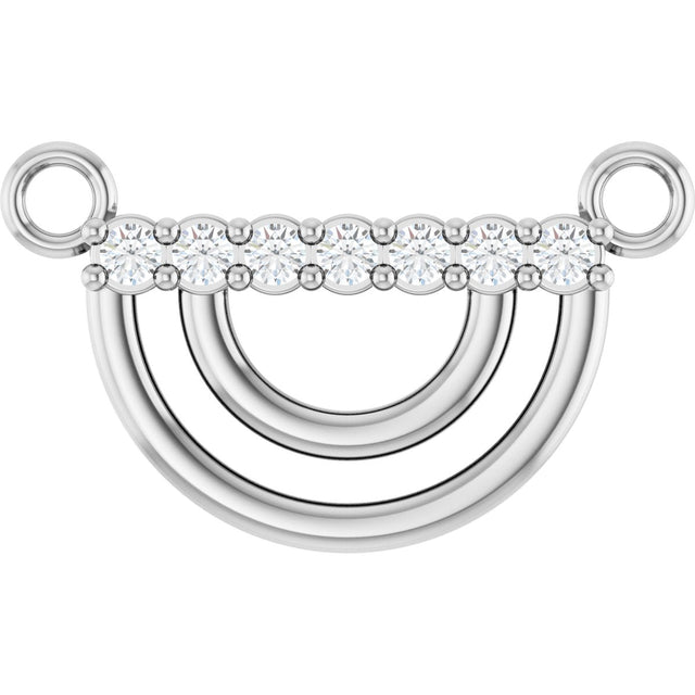 14K Gold Round Lab-Grown Diamond Accented Arch Necklace - White Gold