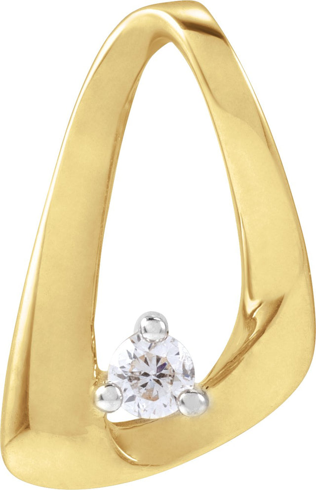 14K Gold Round Natural Diamond Accented Pendant – 2.3mm Stones - Yellow Gold