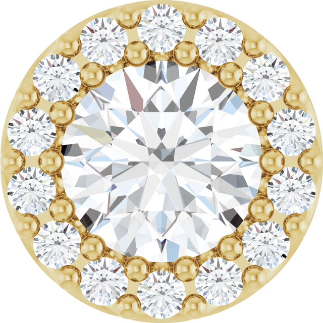 14K Gold Round Natural White Sapphire Halo-Style Pendant - Yellow Gold