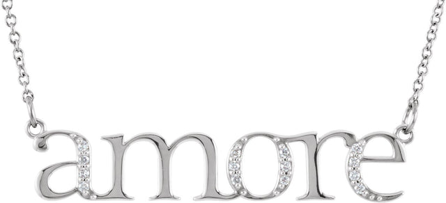14K Gold Accented Amore Necklace - Rose Gold