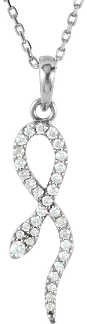 14K Gold Petite Snake Necklace or Pendant - White Gold