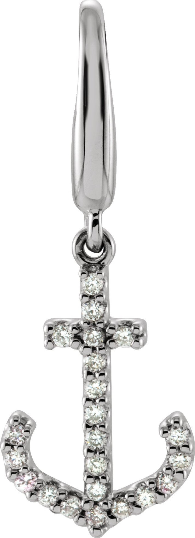 14K Gold Round Natural Diamond Accented Anchor Pendant