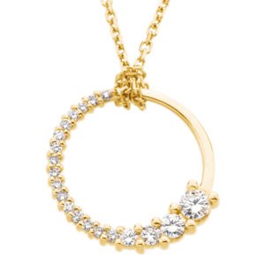 14K Gold Round Natural Diamond Journey Necklace