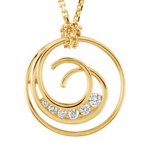 14K Gold Round Natural Diamond Journey Swirl Necklace