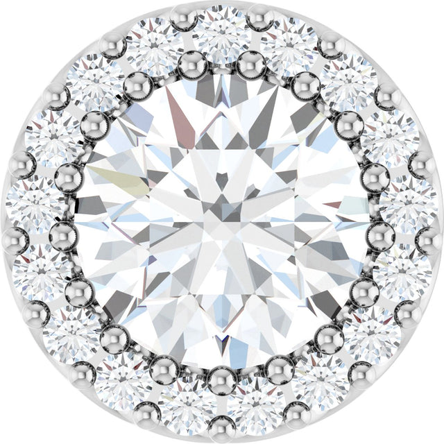 Platinum Round Natural White Sapphire Halo-Style Pendant