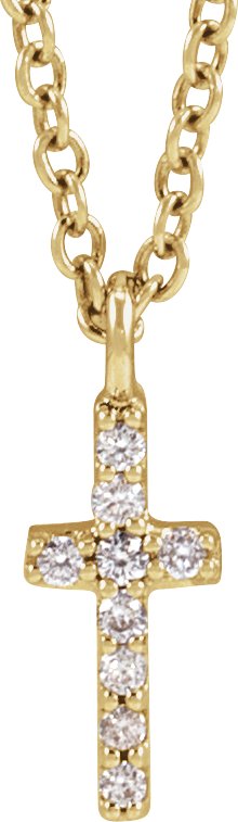 14K Gold Round Natural Diamond Accented Cross Necklace – up to 03 CTW - Yellow Gold