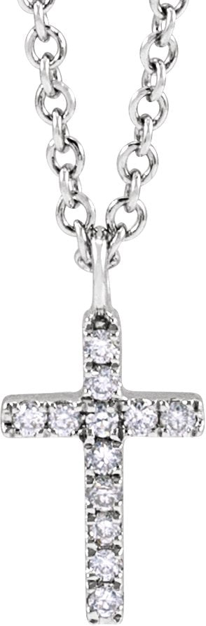 14K Gold Round Natural Diamond Accented Cross Necklace – up to 03 CTW - White Gold