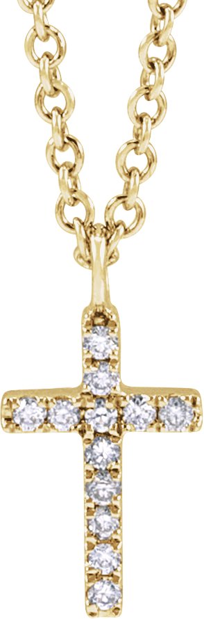 14K Gold Round Natural Diamond Accented Cross Necklace – up to 03 CTW - Yellow Gold