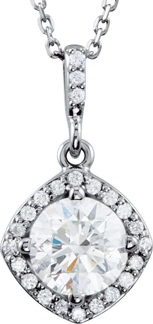 14K Gold Round Natural Diamond Halo-Style Necklace or Pendant – up to 3/8 CTW - White Gold
