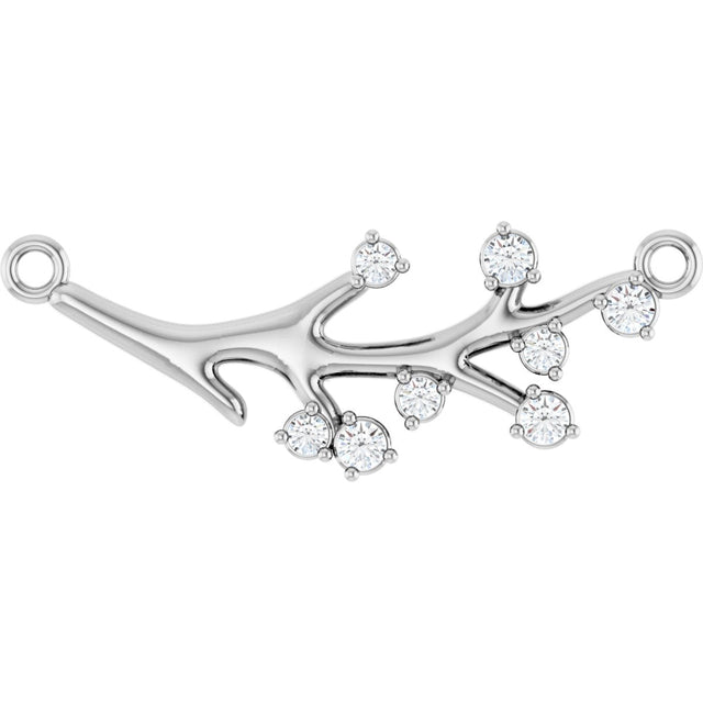 14K Gold Round Natural Diamond Accented Branch Necklace - White Gold