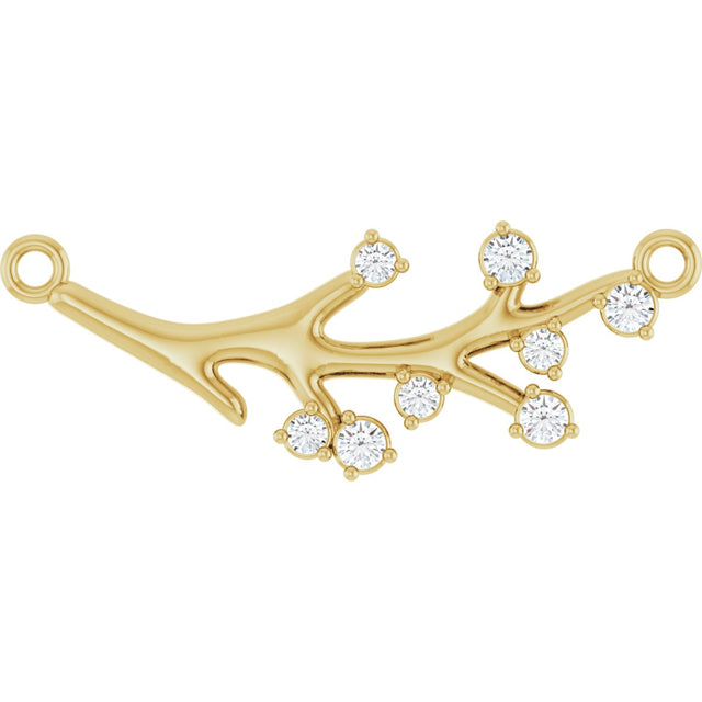 14K Gold Round Natural Diamond Accented Branch Necklace - Yellow Gold