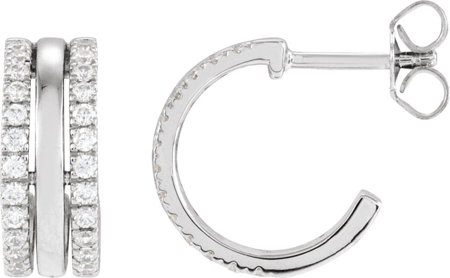 14K Gold Round Natural Diamond Accented Earrings – 1.3mm Stones - White Gold