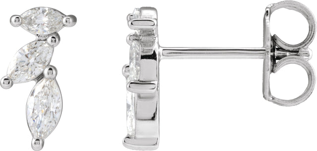 Platinum Marquise Natural Diamond Accented Earrings