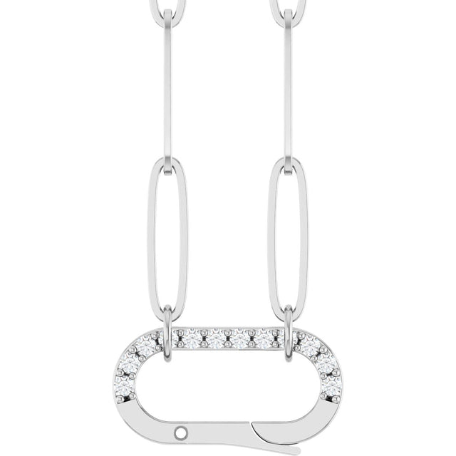 14K Gold Round Natural Diamond Accented Charm Necklace - White Gold