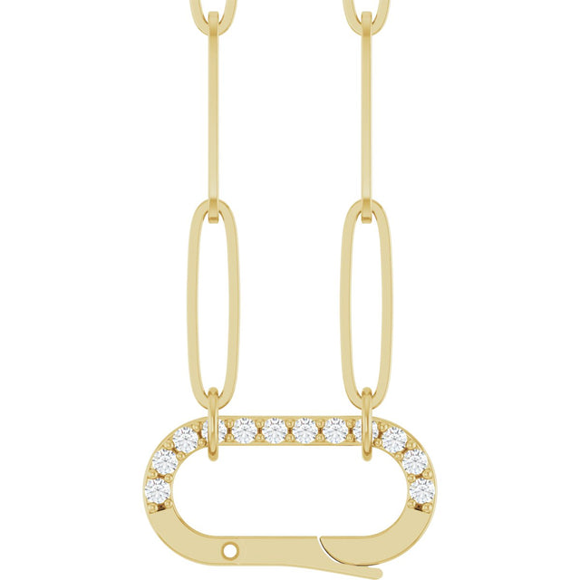 14K Gold Round Natural Diamond Accented Charm Necklace - Yellow Gold