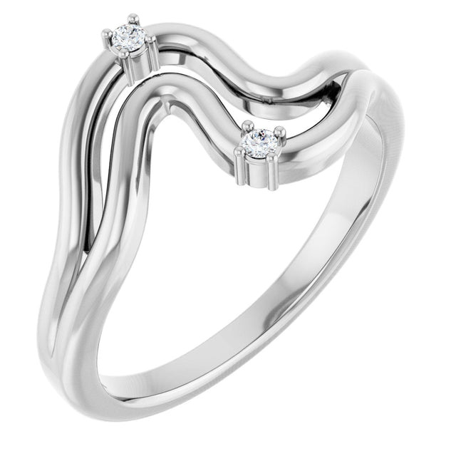 Platinum Round Natural Diamond Accented Ring – 1.5mm Stones