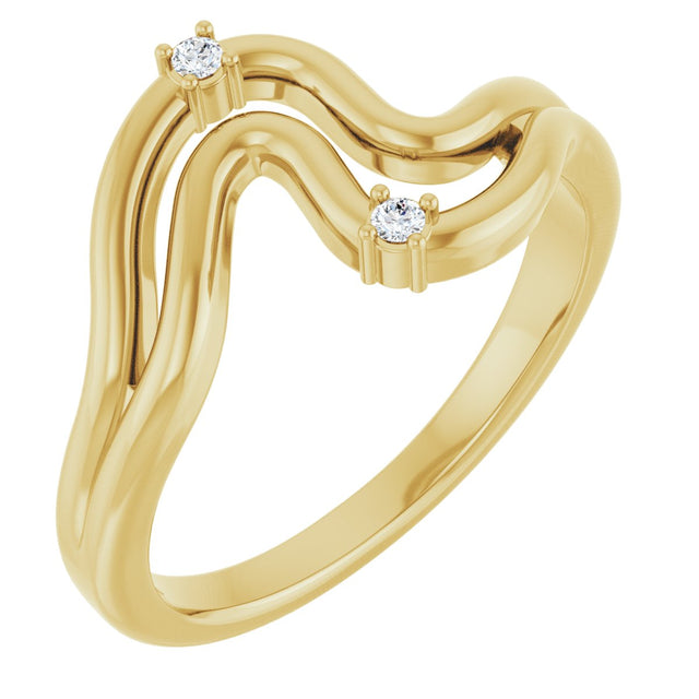 14K Gold Round Natural Diamond Accented Ring – 1.5mm Stones - Yellow Gold