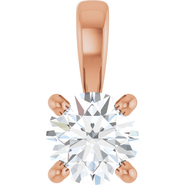 14K Gold Round Lab-Grown Diamond Solitaire Necklace or Pendant – up to 1 1/4 CTW - Rose Gold
