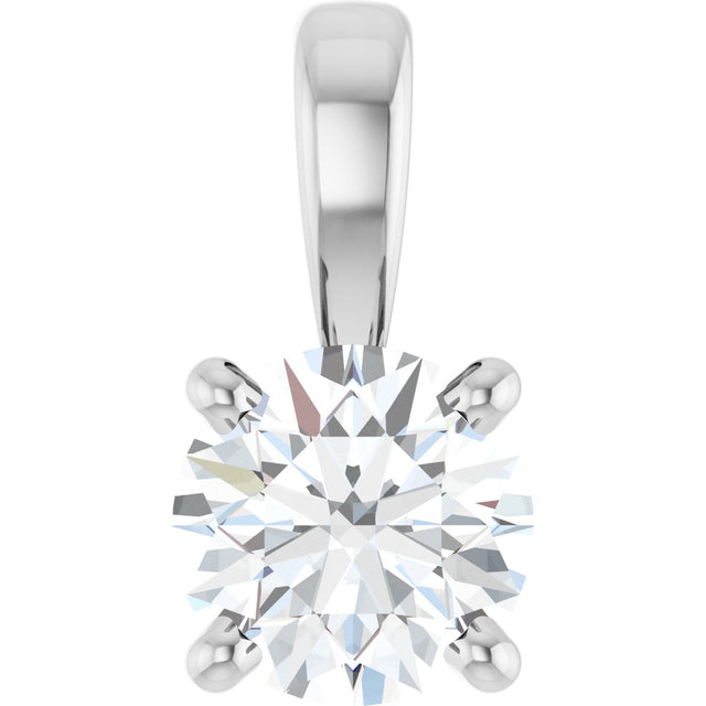 14K Gold Round Lab-Grown Diamond Solitaire Necklace or Pendant – 4-8mm Stones - White Gold