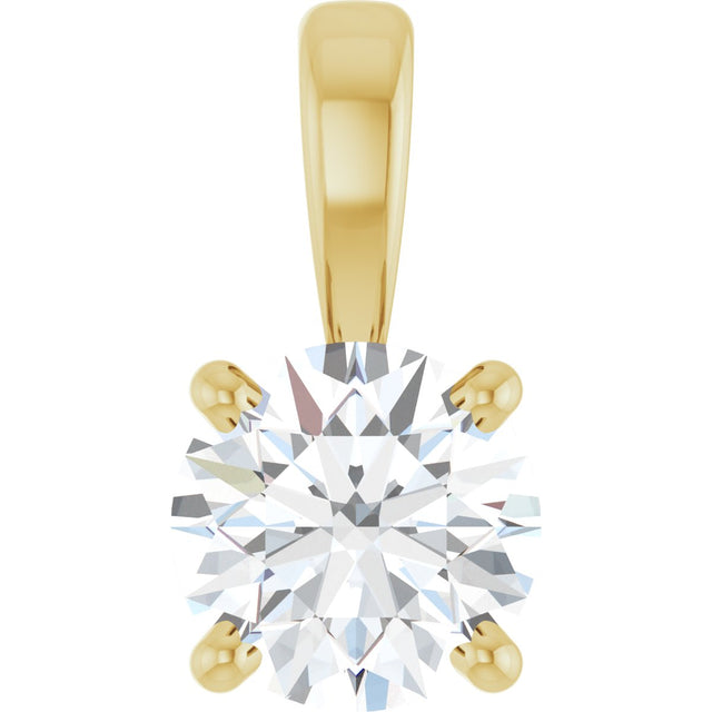 14K Gold Round Lab-Grown Diamond Solitaire Necklace or Pendant – up to 1 1/4 CTW - Yellow Gold