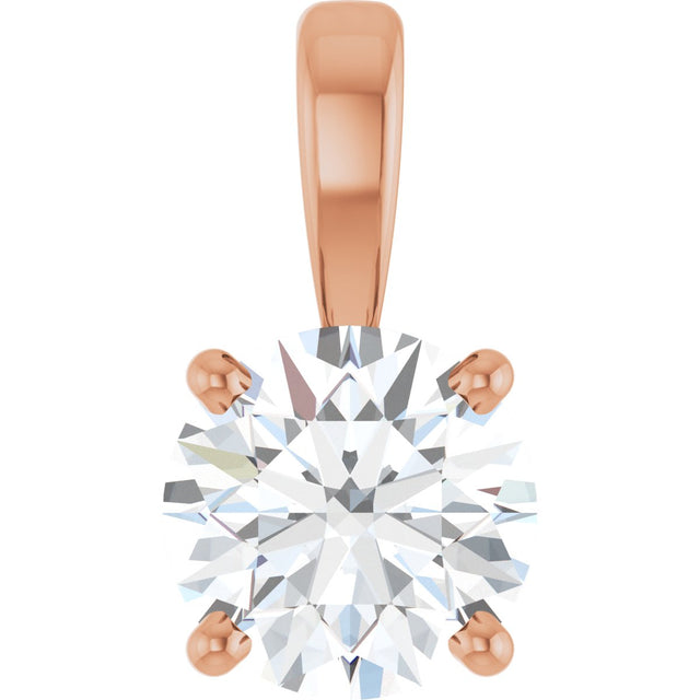 14K Gold Round Lab-Grown Diamond Solitaire Necklace or Pendant – up to 1 1/4 CTW - Rose Gold