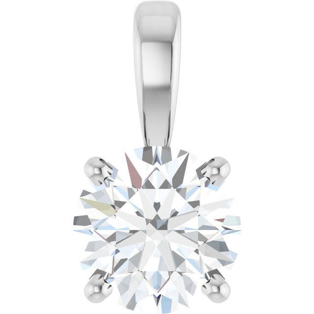 14K Gold Round Lab-Grown Diamond Solitaire Necklace or Pendant – up to 1 1/4 CTW - White Gold