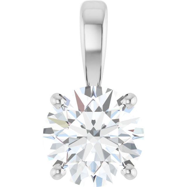 14K Gold Round Natural Diamond Solitaire Necklace or Pendant – up to 1 1/4 CTW - White Gold