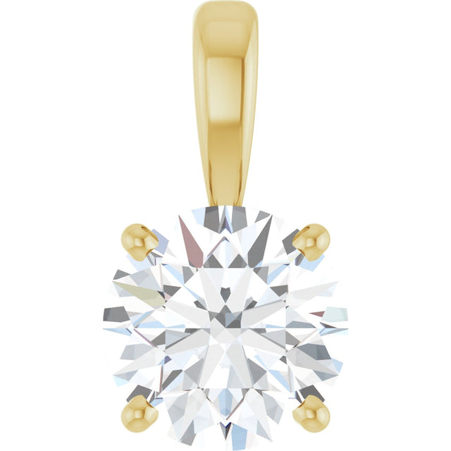 14K Gold Round Lab-Grown Diamond Solitaire Necklace or Pendant – up to 1 1/4 CTW - Yellow Gold
