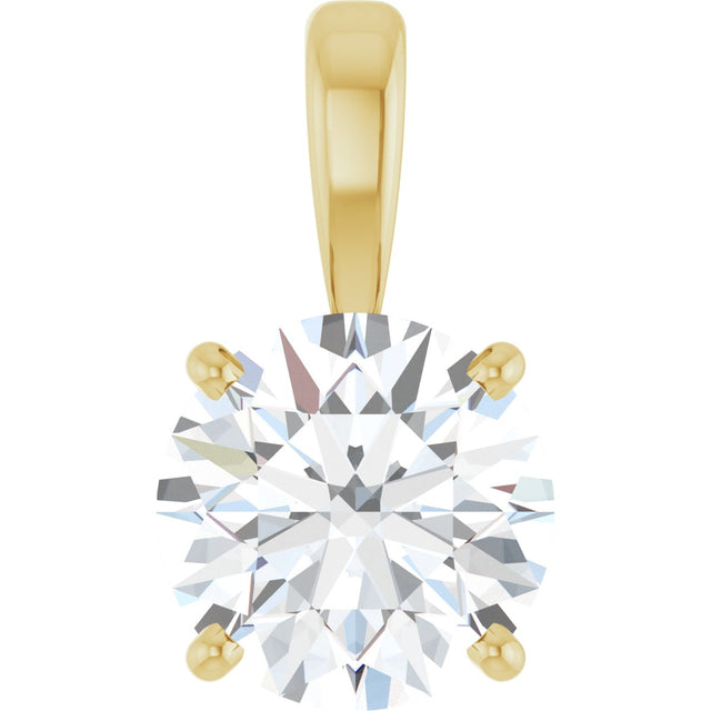 14K Gold Round Lab-Grown Diamond Solitaire Necklace or Pendant – up to 1 1/4 CTW - Yellow Gold