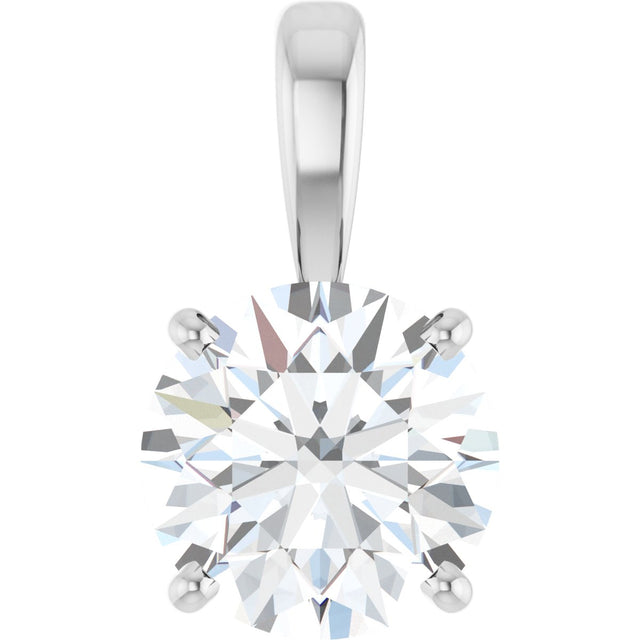 14K Gold Round Lab-Grown Diamond Solitaire Necklace or Pendant – up to 1 1/4 CTW - White Gold