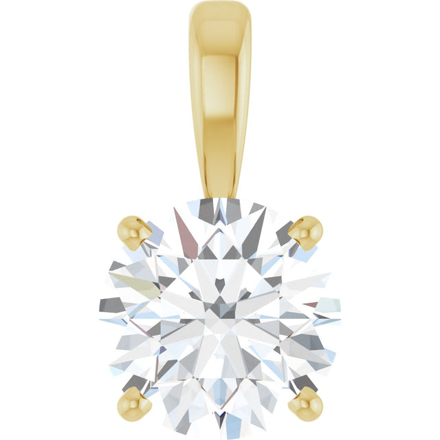 14K Gold Round Lab-Grown Diamond Solitaire Necklace or Pendant – up to 1 1/4 CTW - Yellow Gold